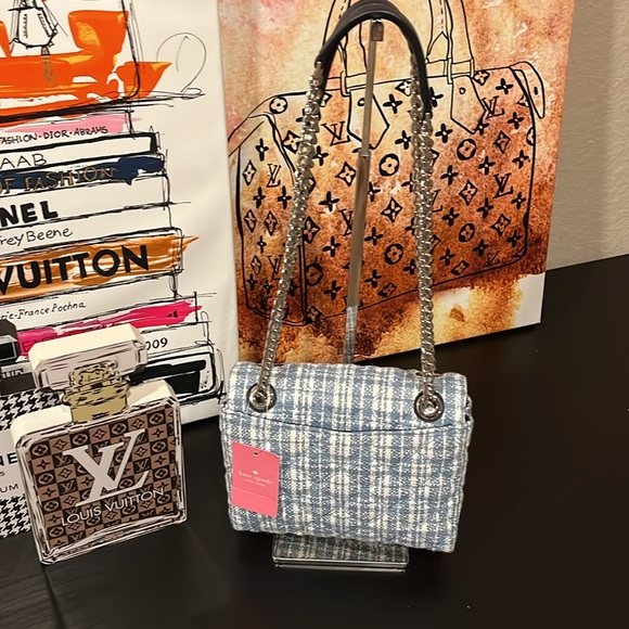 Kate Spade Natalia Denim Tweed Small Flap Crossbody Bag ❤️NEW❤️ - Picture 3 of 5